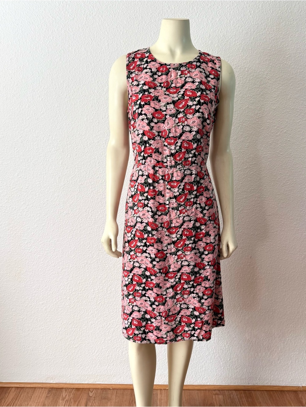VTG Basic Editions Sz 10 Pink Floral Sleeveless Midi Dress 90s Boho Cottagecore